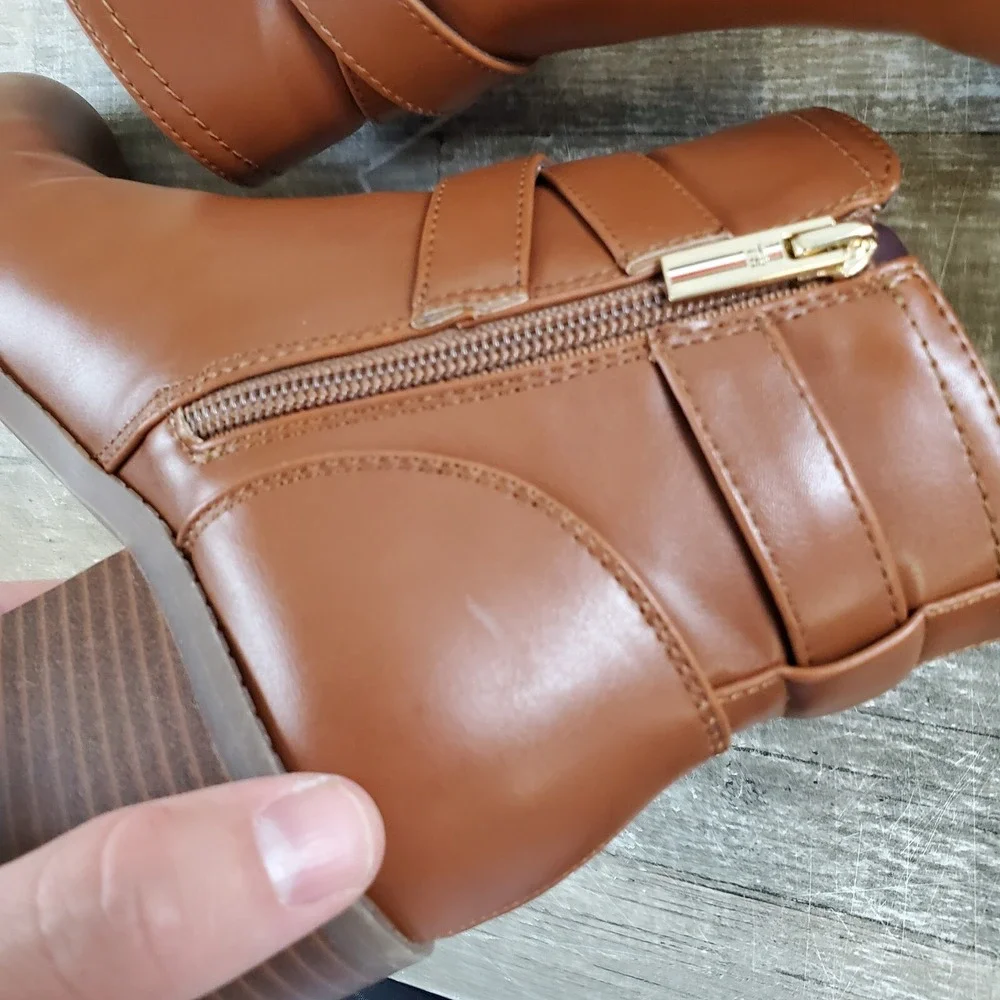 Tommy Hilfiger Womens Tan Brown‎ Diyana Boots Sz 6.5 Zip Up Ankle Booties